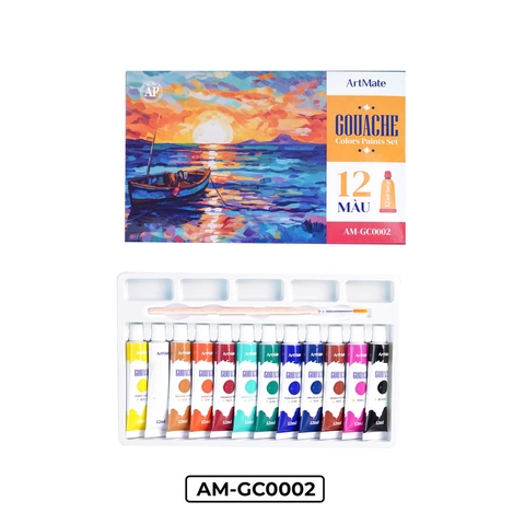 Bộ 12 màu Gouache tuýp 12ml AM-GC0002