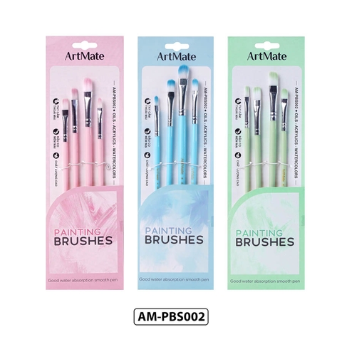 Bộ cọ vẽ nhựa đầu vuông 4 món AM-PBS002