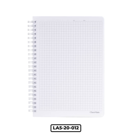 Sổ LA5-20-012, Khổ A5, bìa nhựa trong vân chéo, dòng kẻ caro 5x5, ĐL70gsm, 200 trang