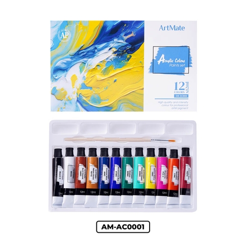 Bộ 12 màu Acrylic tuýp 12ml AM-AC0001