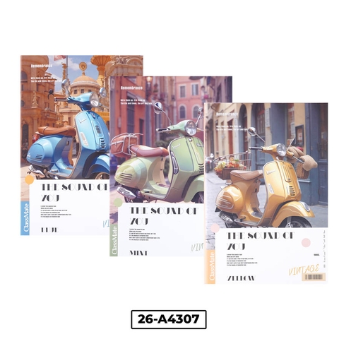 Sổ 26-A4307, Khổ A4, dòng kẻ ngang, gáy ghim, ĐL 70gsm, 260 trang