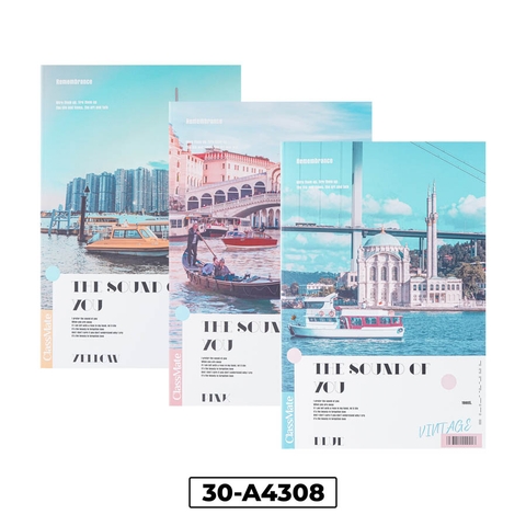 Sổ 30-A4308, Khổ A4, dòng kẻ ngang, gáy ghim, ĐL 70gsm, 300 trang