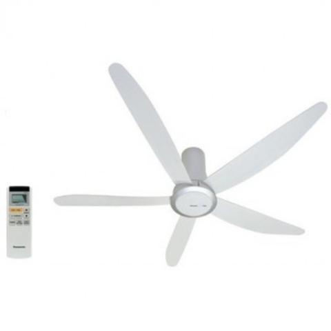 Quạt trần Panasonic F-60TDN-S: 5 cánh màu trắng, Có Điều khiển, chiều dài ti 21cm, Đường kính cánh 150cm