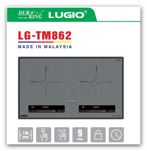 BẾP ĐIỆN TỪ 2 VÙNG NẤU LUGIO MADE IN MALAYSIA MODEL LG-TM862