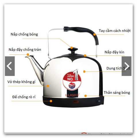 Ấm đun nước cao cấp DURAKING model LG-351ST