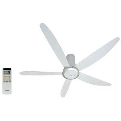 Quạt trần Panasonic F-60TDN: 5 cánh màu trắng, Có Điều khiển, chiều dài ti 28.8cm, Đường kính cánh 150cm