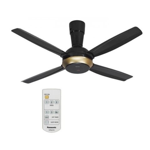 Quạt trần Panasonic F-56XPG: 4 cánh màu đen, Có Điều khiển, chiều dài ti 29.2cm, Đường kính cánh 140cm
