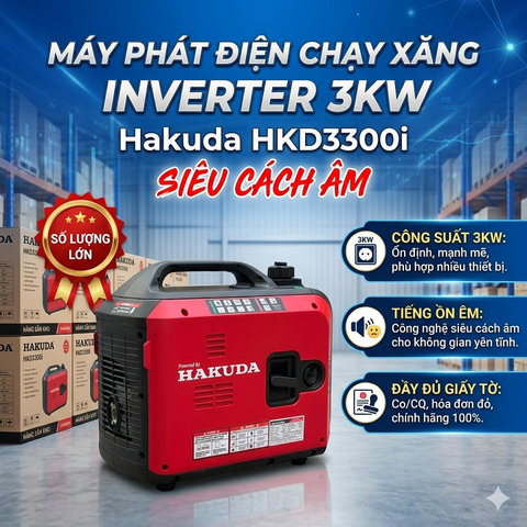 Máy phát điện chạy xăng biến tần HAKUDA 3KW HKD3300i siêu cách âm: Giải pháp năng lượng năng lượng 