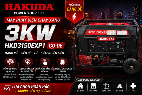 Đánh Giá Chi Tiết Máy Phát Điện Chạy Xăng HAKUDA 3KW HKD3150EXP1 (Có Đề Điện) – Giải Pháp Nguồn Điện Dự Phòng Tối ƯU