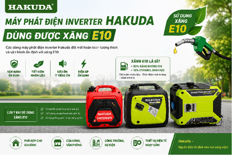 Máy phát điện inverter Hakuda có dùng được xăng E10 không?