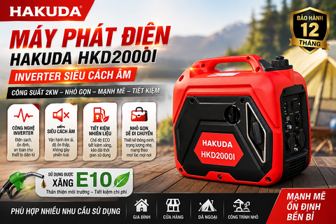 Máy Phát Điện HAKUDA 2KW HKD2000I Inverter Siêu Cách Âm – Tối Ưu, Tiết Kiệm, Tương Thích Xăng E10