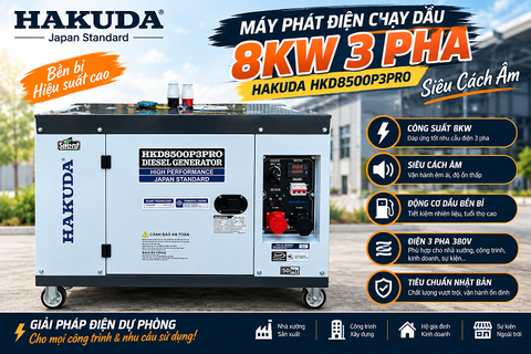 Mất điện vẫn làm việc bình thường với HAKUDA HKD8500P3PRO 8KW 3 pha