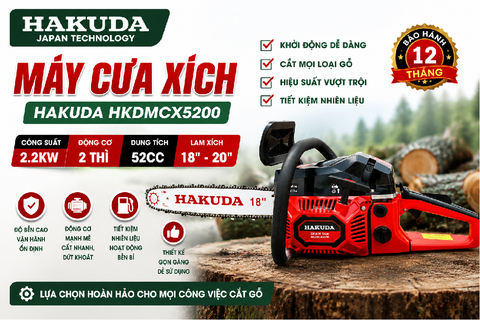 Máy Cưa Xích HAKUDA 2.2KW HKDMCX5200 – Lựa Chọn Hoàn Hảo Cho Nhà Vườn Và Thợ Gỗ