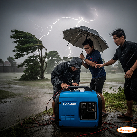 Mất điện bất ngờ khi bão về? đã có máy phát điện gia đình HAKUDA HKD4000i