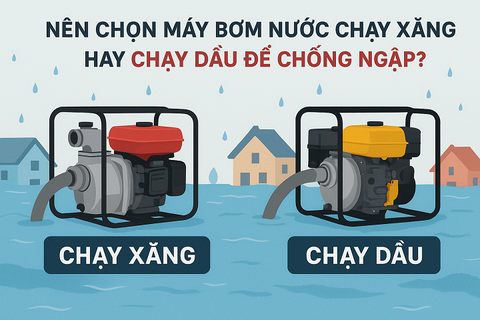 Nên Chọn Máy Bơm Nước Chạy Xăng Hay Chạy Dầu Để Chống Ngập? 