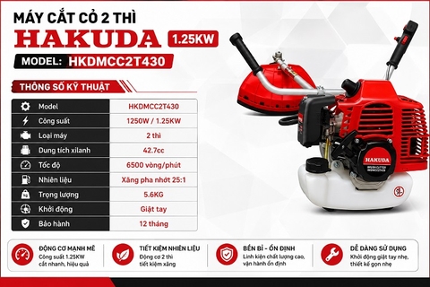 Máy Cắt Cỏ 2 Thì Hakuda 1.25KW HKDMCC2T430 Chính Hãng Giá Tốt