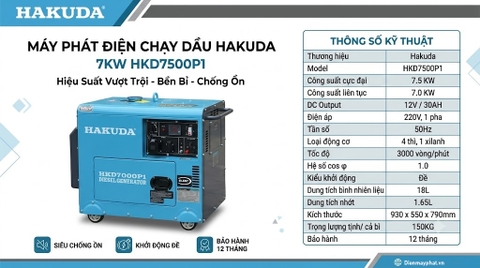 Máy Phát Điện Chạy Dầu 7KW Hakuda HKD7000P1 Có Tốt Không?