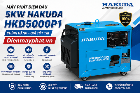 Máy Phát Điện Dầu 5KW Hakuda HKD5000P1 Chính Hãng Giá Tốt