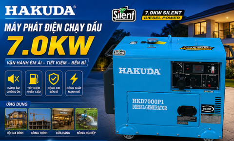 Máy phát điện chạy dầu 7KW Hakuda HKD7000P1 – giải pháp nguồn điện dự phòng hoàn hảo
