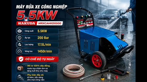 Máy rửa xe công nghiệp HAKUDA 5.5KW MRXCAHKD5500: Lựa chọn cho gara và công trình