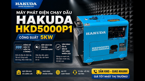 Máy phát điện chạy dầu 5KW HAKUDA HKD5000P1 - Giữ vững nguồn điện