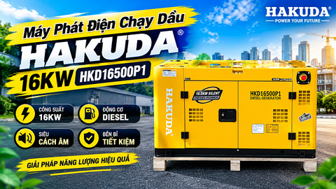 Máy phát điện chạy dầu HAKUDA 16KW HKD16500P1 chống ồn: Giải pháp dự phòng điện năng toàn diện cho doanh nghiệp và gia đình