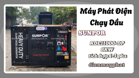 Máy phát điện chạy dầu SUNPOR KDE11000-DP 8KW tích hợp 1-3 pha