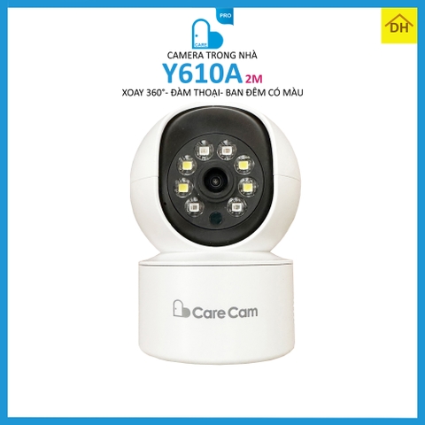 Camera CARECAM Y610A Xoay 360 Độ Full HD 2.0MP 1080p- Đàm Thoại 2 Chiều- Báo Động Chống Trộm- Ban Đêm Có Màu- Wifi Không Dây Trong Nhà