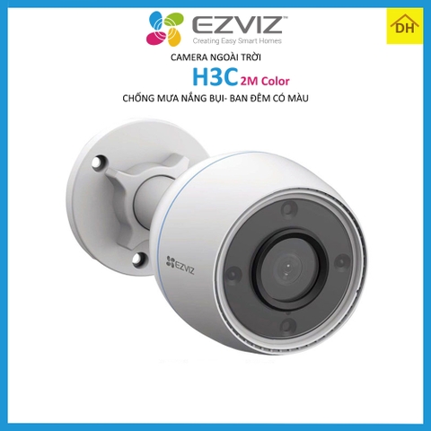 Camera EZVIZ H3C LOLOR 2M 1080p Góc Rộng 2.8mm-Ban Đêm Có Màu- Chống Nước- Wifi Ngoài Trời Chính Hãng