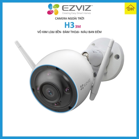Camera EZVIZ H3 3M- Đàm Thoại 2 Chiều- Báo Động Chống Trộm- Ban Đêm Có Màu- Wifi Ngoài Trời Chính Hãng