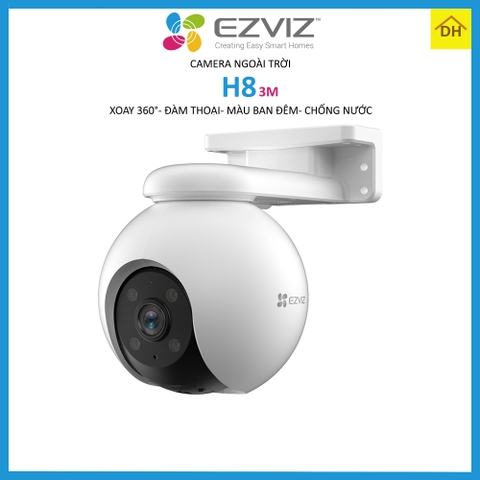Camera EZVIZ H8 3M QHD Xoay 360 Độ- Đàm Thoại 2 Chiều- Báo Động Chống Trộm- Ban Đêm Có Màu- Wifi Ngoài Trời Chính Hãng