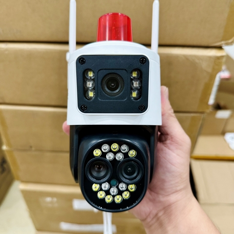 Camera YOOSEE PTZ 3 Mắt 8.0Mp Q23 (2 Mắt Xem 1 Mắt Zoom Siêu Nét) Xoay 360 Độ- Xem 2 Vị Trí Khác Nhau Trên 1 Camera- Đàm Thoại 2 Chiều- Báo Động Chống Trộm- Ban Đêm Có Màu- Wifi Không Dây Ngoài Trời