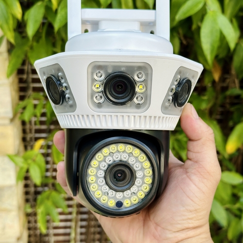Camera YOOSEE 4 Mắt Q56 Xem 3 Khung Hình 12M Rõ Nét, Xoay 360 Độ- Đàm Thoại 2 Chiều- Báo Động Chống Trộm- Ban Đêm Có Màu- Wifi Không Dây Ngoài Trời