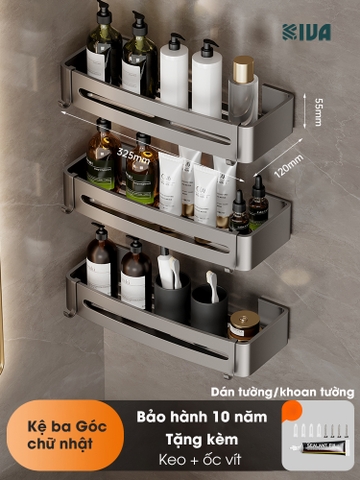 Kệ 3 chữ nhật xám có thanh