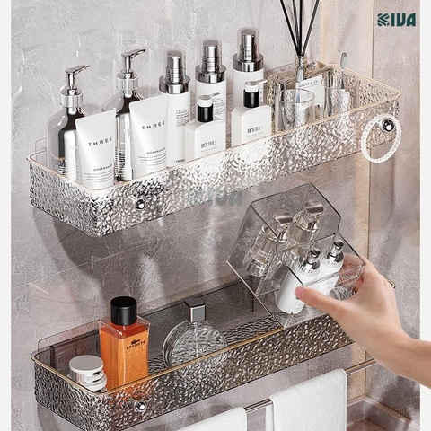 Kệ để đồ nhà tắm KIVA chất liệu Acrylic lắp đặt dán tường, thẩm mỹ, hiện đại và chắc chắn.