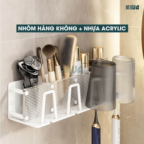 Kệ để, đựng bàn chải, kem đánh răng KIVA màu trắng sứ, bảo hành 10 năm.