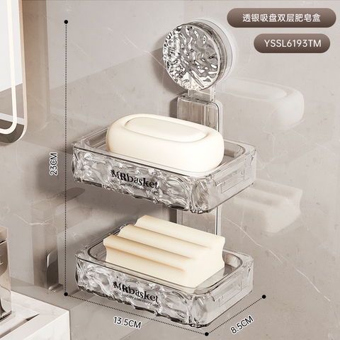 Khay xà phòng, kệ để xà phòng nhà tắm KIVA chất liệu Acrylic lắp đặt hút chân không.
