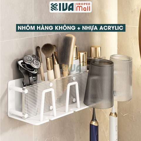 Kệ để, đựng bàn chải, kem đánh răng KIVA màu trắng sứ, bảo hành 10 năm.