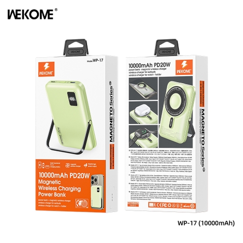 [SE302] PIN SẠC DỰ PHÒNG WEKOME WP-17 KHÔNG DÂY MAGNETIC 10000MAH QC3.0+PD 22.5W