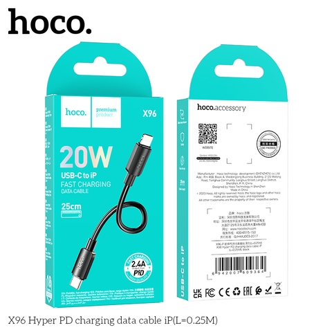 [SE21.5] CÁP HOCO X96 TYPE C RA LIGHTNING PD 20W DÀI 25CM