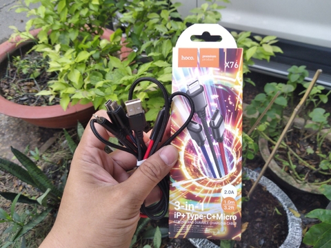 [se25] Cáp sạc  3 đầu dây dù hoco x76
