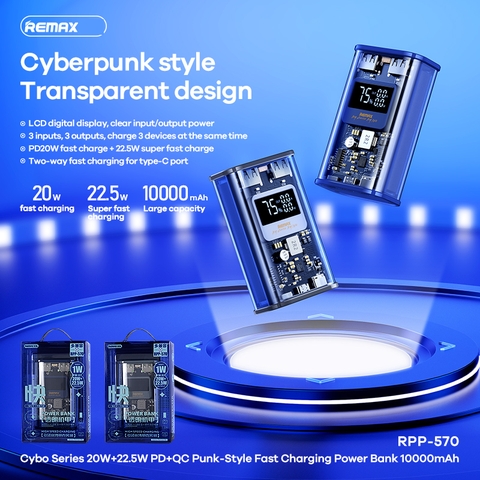 [SE235]PIN SẠC DỰ PHÒNG REMAX RPP-570 10000MAH QC3.0+PD 22.5W