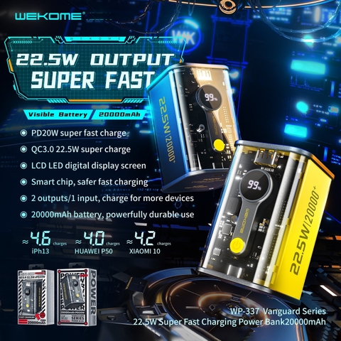 [SE360]PIN SẠC DỰ PHÒNG WEKOME WP-337 20000MAH QC3.0+PD 22.5W