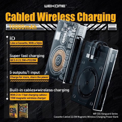 [SE415]PIN SẠC DỰ PHÒNG KHÔNG DÂY MAGNETIC WEKOME WP-331 10000MAH QC3.0+PD 22.5W