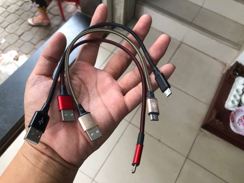 [SE8.5]Cáp ngắn đầu microUsb dây dù 30cm sạc nhanh
