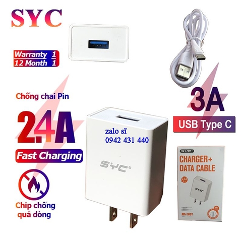 [se21.5]Bộ Sạc SYC 203T kèm cáp Type C