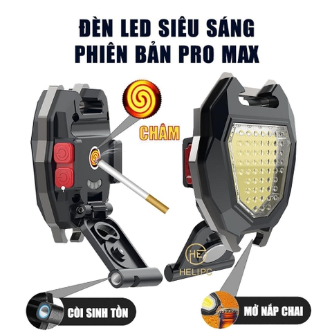 [SE63]Đèn Led Móc Khóa Di Động Siêu Sáng 5 in 1, 7 Chế Độ Sáng, Tặng Hộp Sắt Chữ Nhật Đa Năng, Sạc Usb Và Dây Đeo