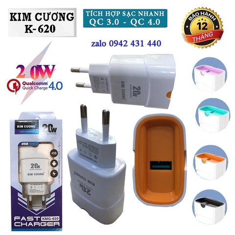 [SE36]Cóc sạc nhanh kim cương 620 20W cổng Usb