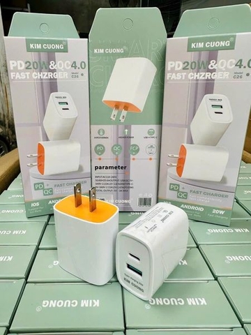 [SE44]Củ sạc 2 cổng chính hãng kim cương c26 QC30 + PD 20W