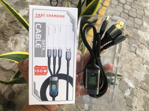 [SE17.5]Cáp sạc 100w 3 đầu đèn báo sạc
